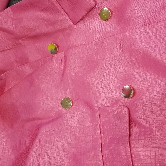 Hot pink Satin Double Breasted Suit Jacket - Picture 7 of 9